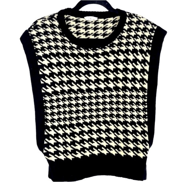&merci Clothing NWOT Houndstooth Black/creme Sweater Vest Boutique SZ S - Picture 4 of 7